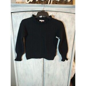 Madewell Wool Flared Sleeve & Collar Black Xs Sweater